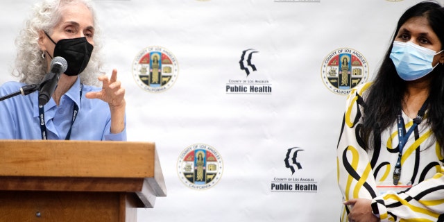 Los Angeles County Department of Public Health Director Barbara Ferrer and Chief Medical Officer Dr. Rita Singhal hold an in-person media briefing on COVID-19 and monkeypox at the Balboa Sports Complex vaccine site in Encino on Thursday, Sept. 8, 2022, where the new bivalent COVID-19 booster and monkeypox vaccine are being offered.