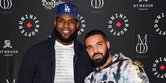 NBA Player Lebron James and Rapper Drake attend the Uninterrupted Canada Launch held at Louis Louis at The St. Regis Toronto on Aug. 2, 2019 in Toronto, Canada.