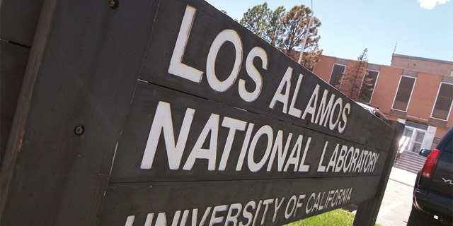 FILE - A sign greets visitors to the Los Alamos National Laboratory campus in Los Alamos, New Mexico. 