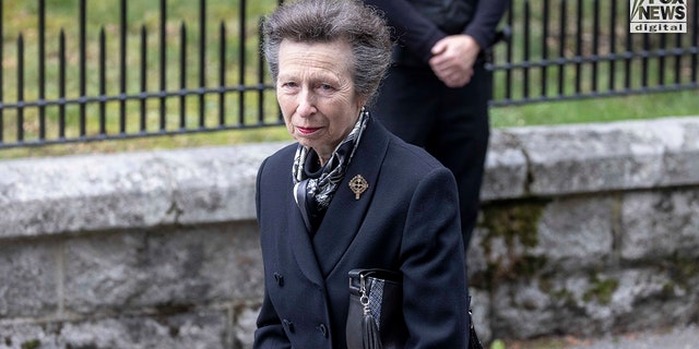 Princess Anne appeared emotional but smiled at the crowd that had gathered.
