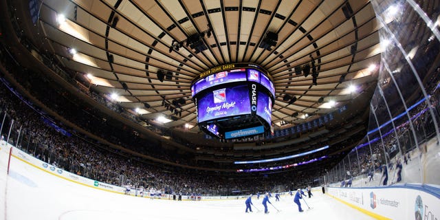 An overview of the fully renovated Madison Square Garden during a game between the New York Rangers and the Montreal Canadiens Oct. 28, 2013, in New York City.