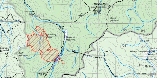 The No Grass Creek Fire in an area on the Helena Ranger District