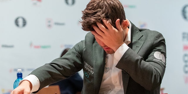 Magnus Carlsen (NOR) during the FIDE Chess World Rapid & Blitz 2021 in Warsaw, Poland, on December 29, 2021.