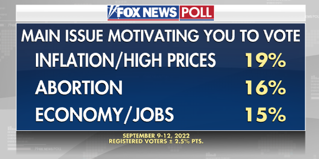 A recent Fox News poll found that abortion is the main issue motivating 16% of voters, falling just behind the issue of inflation.