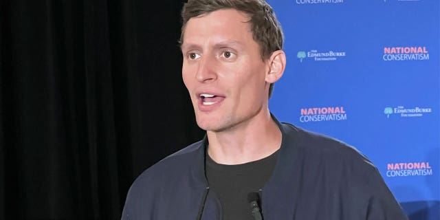 Arizona U.S. Senate candidate Blake Masters spoke with Fox News Digital at the National Conservatism conference in Aventura, Florida, on September 11, 2022.