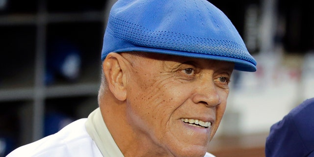 Former Los Angeles Dodgers great Maury Wills is shown before Game 2 of the NLDS against the St. Louis Cardinals in Los Angeles on Oct. 4, 2014.