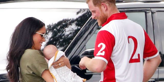 Meghan, Duchess of Sussex, Archie Harrison Mountbatten-Windsor and Prince Harry, Duke of Sussex attend the King Power Royal Charity Polo Match.