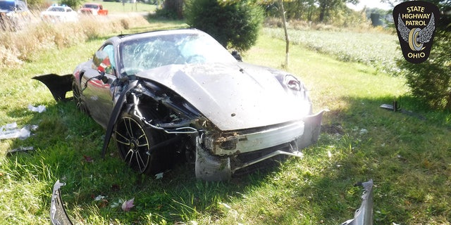 Front look of Myles Garrett's Porsche.