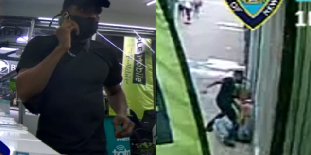 The suspect is later seen, on the right, punching the victim on Aug. 29.