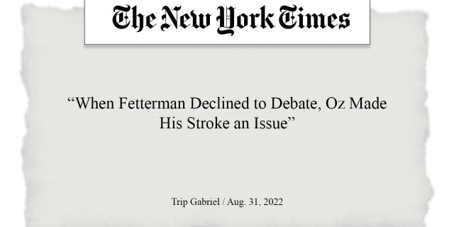 New York Times headline from Aug. 31, 2022.