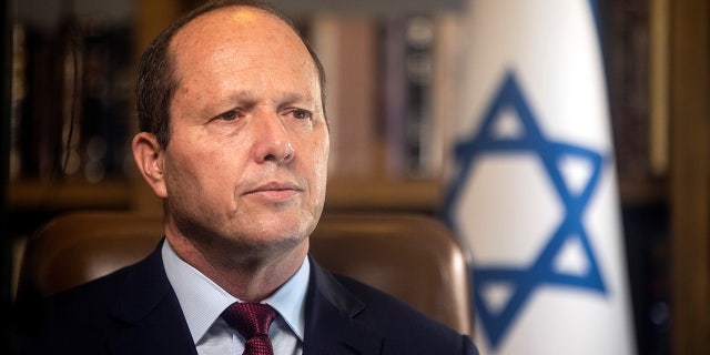 Former Jerusalem Mayor and Knesset member Nir Barkat speaks to reporters during an interview with Reuters at his home in Jerusalem, October 6, 2021. REUTERS/Nir Elias