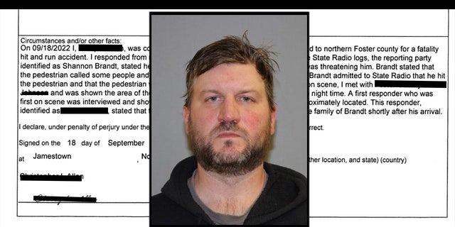 Photo shows mugshot for Shannon Brandt, the man who admitted to hitting an 18-year-old with his car after the pair had a "political dispute." Outset image shows partially redacted court records