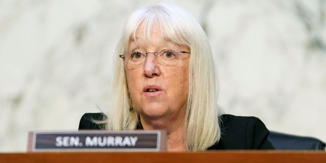 Sen. Patty Murray gives an opening statement during a Senate Health, Education, Labor, and Pensions Committee hearing to discuss reopening schools during COVID-19, on Capitol Hill, Sept. 30, 2021.