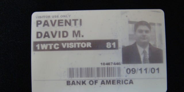 David Paventi's WTC visitor badge from Sept. 11, 2001.