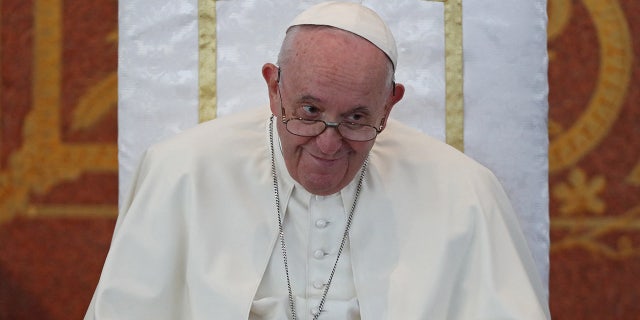 Pope Francis meets with bishops, priests, deacons, consecrated persons, seminarians and pastoral workers in Our Lady Of Perpetual Help Cathedral in Nur-Sultan, Kazakhstan, on Sept. 15, 2022.