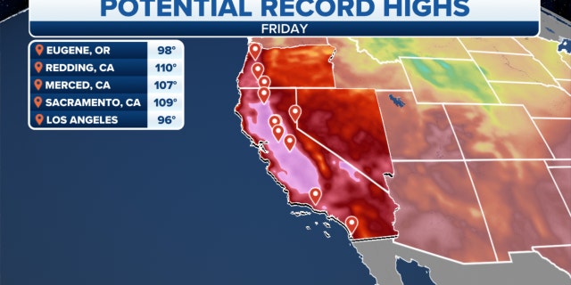 Potential record high temperatures across the West