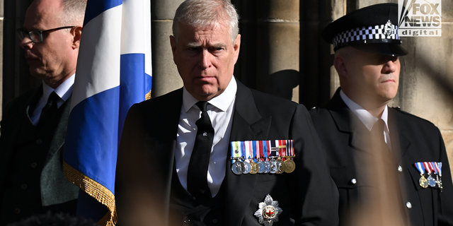 Prince Andrew at the thanksgiving service at St. Giles' Church in Edinburgh