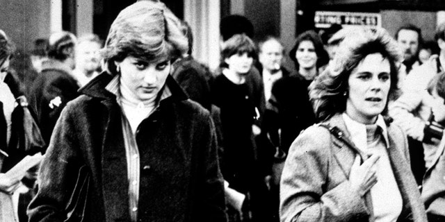 Lady Diana Spencer and Camilla Parker-Bowles at Ludlow Races, where Prince Charles was competing, 1980. Camilla, now the queen consort, married Charles in 2005.