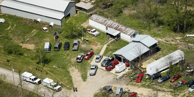 An aerial view showing the Ohio property where some members of the Rhoden family were shot and killed in 2016. 