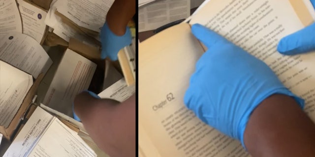 Screengrabs from video obtained by Fox News Digital shows stacks of mail allegedly tainted by drugs.