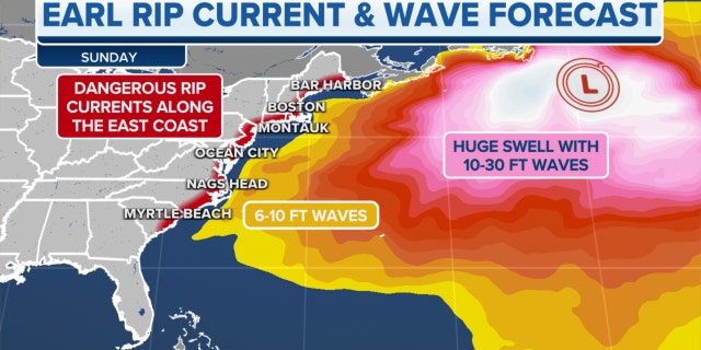 The rip current and wave forecast on the East Coast