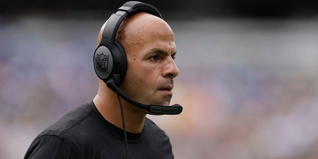 New York Jets head coach Robert Saleh works the sidelines in the first half of a preseason NFL football game against the New York Giants, Sunday, Aug. 28, 2022, in East Rutherford, N.J. 
