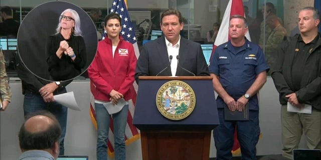 Florida Gov. Ron DeSantis gives an update on the damage from Hurricane Ian on Thursday.