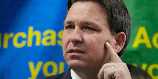 FILE – Florida Gov. Ron DeSantis listens to a question during a press conference Sept. 7, 2022, in Miami, Fla.