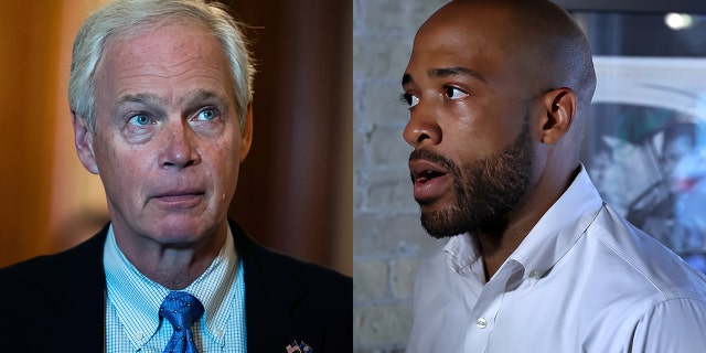 Sen. Ron Johnson, R-Wis., left; Wisconsin Lt. Gov. Mandela Barnes