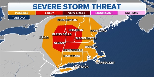 Severe storm threats in the Northeast on Tuesday