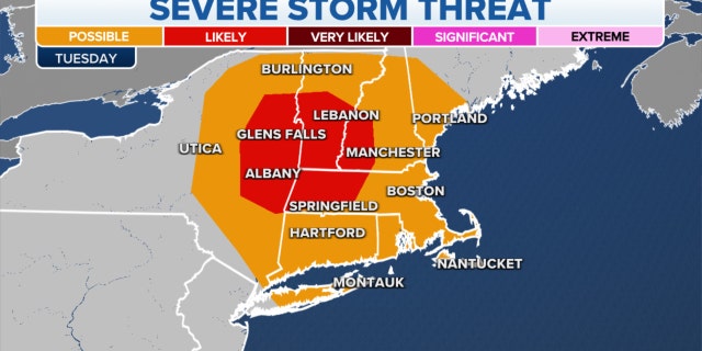 Severe storm threats in the Northeast on Tuesday