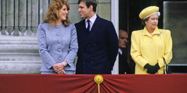 Sarah Ferguson, Prince Andrew photographed with Queen Elizabeth II before their marriage.