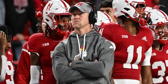 Head coach Scott Frost of the Nebraska Cornhuskers looks at the scoreboard in the game against the Georgia Southern Eagles in the second quarter  at Memorial Stadium on Sept. 10, 2022 in Lincoln, Nebraska.
