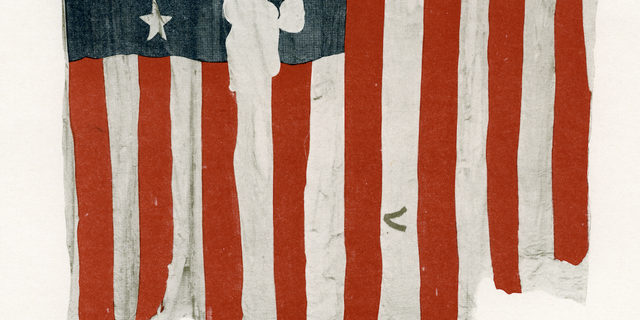 The Star-Spangled Banner flag or the Great Garrison Flag — the flag that flew over Fort McHenry in 1814 and inspired Francis Scott Key; screen print, 1926.