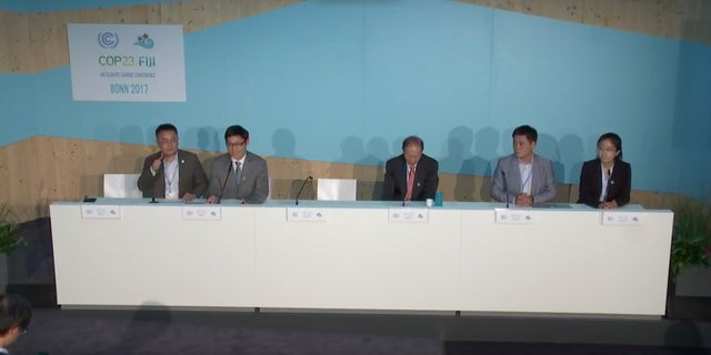 NRDC officials attending a meeting in 2017 with the China Green Carbon Foundation at a United Nations summit.