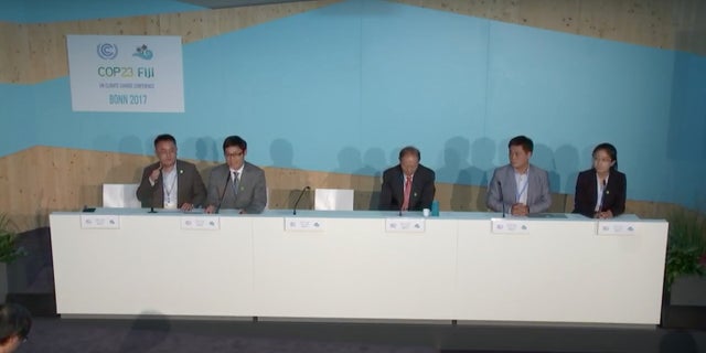 NRDC officials attend a meeting with the China Green Carbon Foundation at the 2017 United Nations Summit.