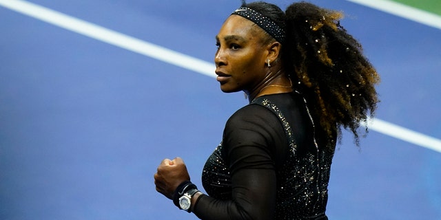 Serena Williams, of the United States, reacts after beating Anett Kontaveit, of Estonia, in the second round of the U.S. Open tennis championships, Wednesday, Aug. 31, 2022, in New York.