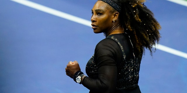 Serena Williams of the United States reacts after defeating Anett Kontaveit of Estonia in the second round of the US Open tennis championships on Wednesday, August 31, 2022 in New York.