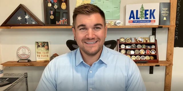 Republican Oregon congressional candidate and former U.S. soldier Alek Skarlatos speaks with Fox News' Brandon Gillespie about his campaign to represent Oregon's 4th District on Tuesday, Sept. 13, 2022.
