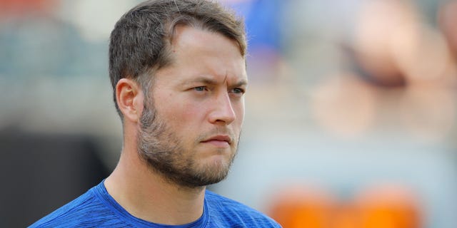 Los Angeles Rams quarterback Matthew Stafford before a game against the Cincinnati Bengals Aug. 27, 2022, at Paycor Stadium in Cincinnati.