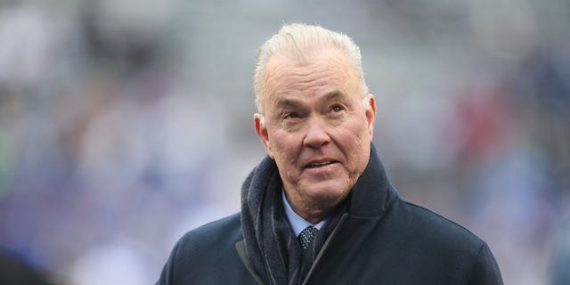 CEO/Executive Vice President and Director of Player Personnel Stephen Jones of the Dallas Cowboys follows the action against the New York Giants at MetLife Stadium on December 30, 2018 in East Rutherford, New Jersey.
