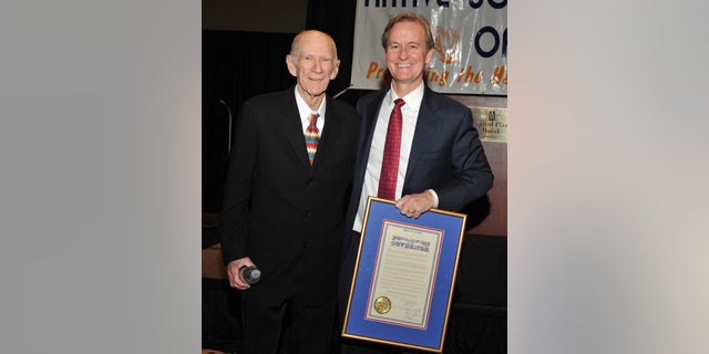 I'm a "Fox & Friends" Presenter, But I'll Never Forget the Hilarious Thing My Late Dad Did at the Grocery Store 5 Steve Doocy with his father Jim Doocy the night Steve was recognized as Distinguished Kansan of the Year.