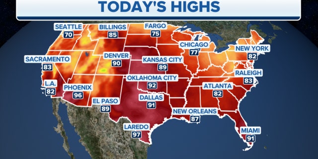 High temperatures across the U.S.
