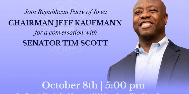 Invitation to Iowa's GOP event on October 8th at Sault Center.