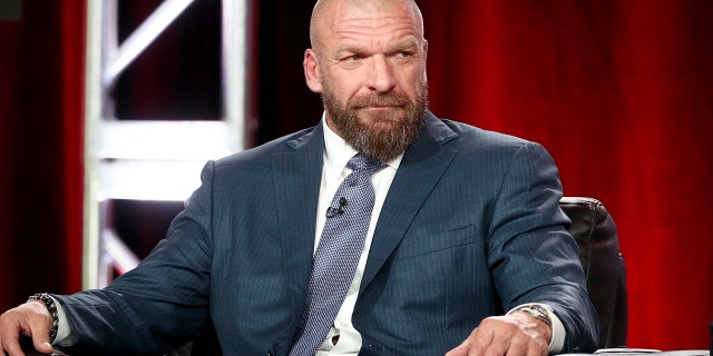 Paul "üçlü H" Levesque of "WWE Pazartesi Gecesi Raw: 25. Yıldönümü" 9 Ocak 2018'de Pasadena, California'daki 2018 Kış Televizyonu Eleştirmenleri Derneği Basın Turu sırasında konuşuyor.