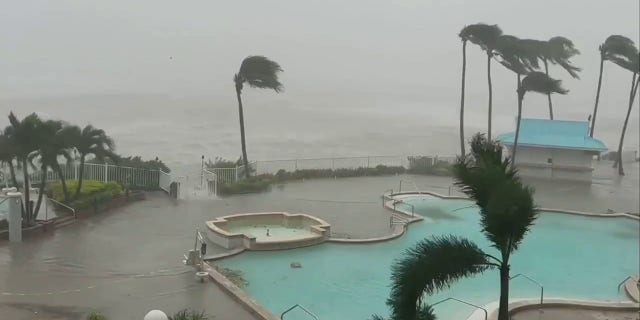 Video captured by WFTX reporter Elyse Chengery showed a pool at a hotel on Sanibel Island, Florida, Wednesday, before Hurricane Ian flooded it.