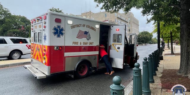 A District of Columbia Fire and EMS Unit ambulance.