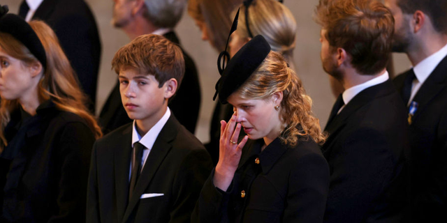 Queen Elizabeth II's youngest grandchild, James, Viscount Severn, joined his cousins as they paid their respects to the late monarch on Saturday.