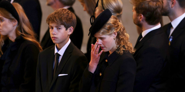 Queen Elizabeth II's youngest grandchild, James, Viscount Severn, joined his cousins as they paid their respects to the late monarch on Saturday.