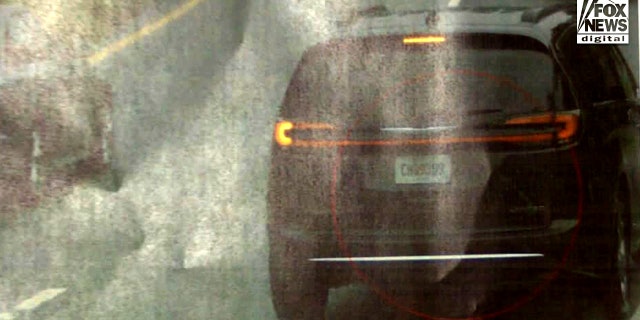 This still image provided by the Habersham County Sheriff's Office shows the rental car driven by Debbie Collier as it passes through Tallulah Falls at 2:17 p.m. on Sept. 10, 2022.